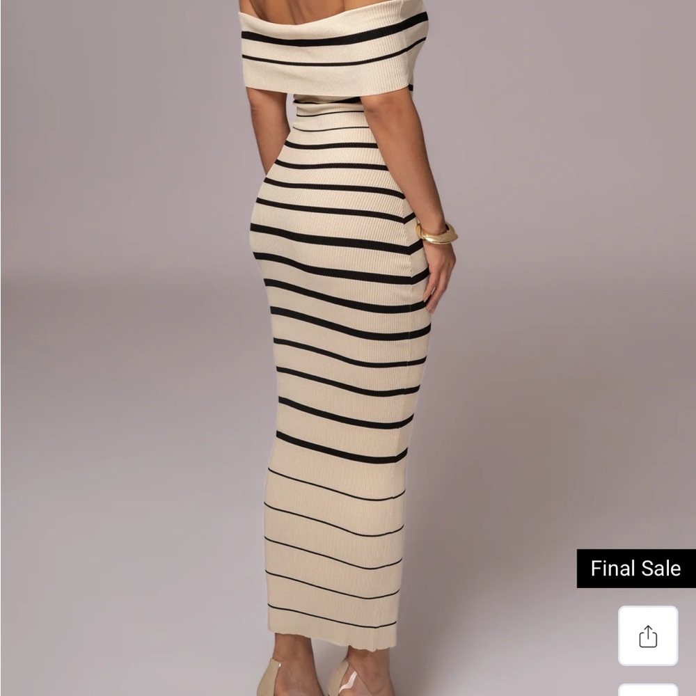 JLUXLABEL Off-Shoulder Black and Cream Maxi Dress